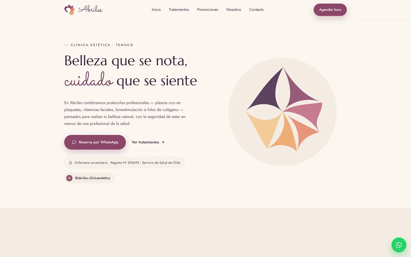 Captura de la landing page de Abriles