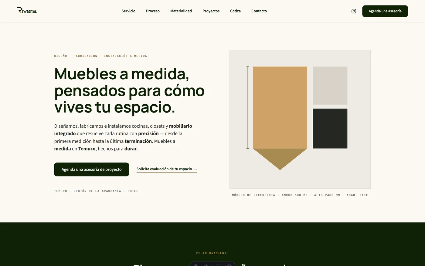 Captura de la landing page de Rivera